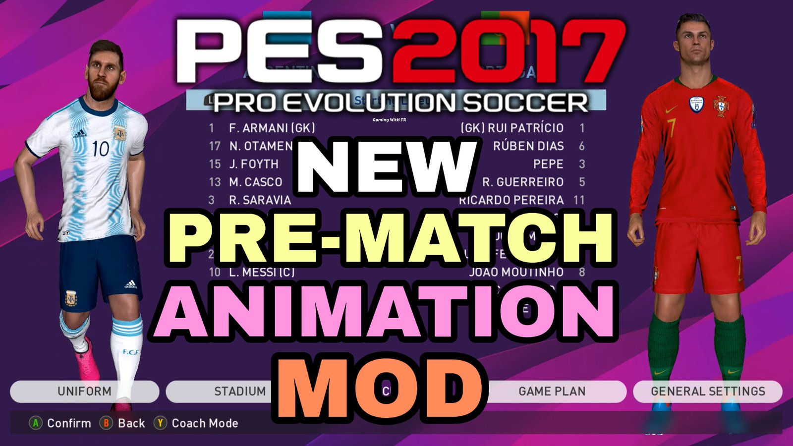 NEW PRE-MATCH ANIMATION MOD - New Updates Of PES MODS - Gaming WitH TR