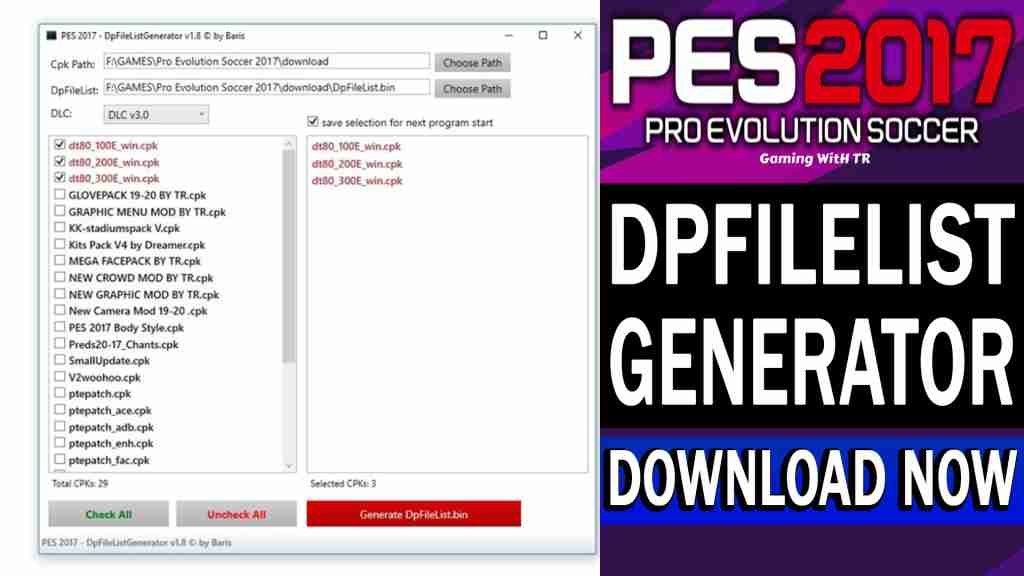 blast Available Composer DpFileList Generator by Baris + DLC 3 - New Updates Of PES MODS - Gaming  WitH TR