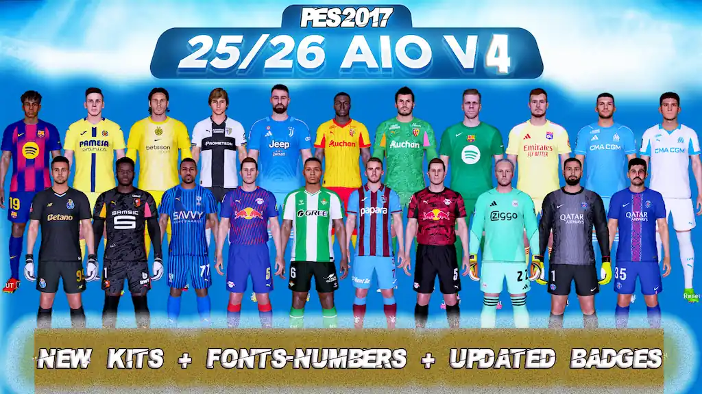 PES 2017 NEW OFFICIAL KITS SEASON 25-26 V4